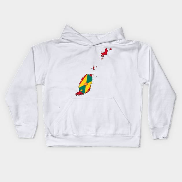 Grenada Map Kids Hoodie by Historia